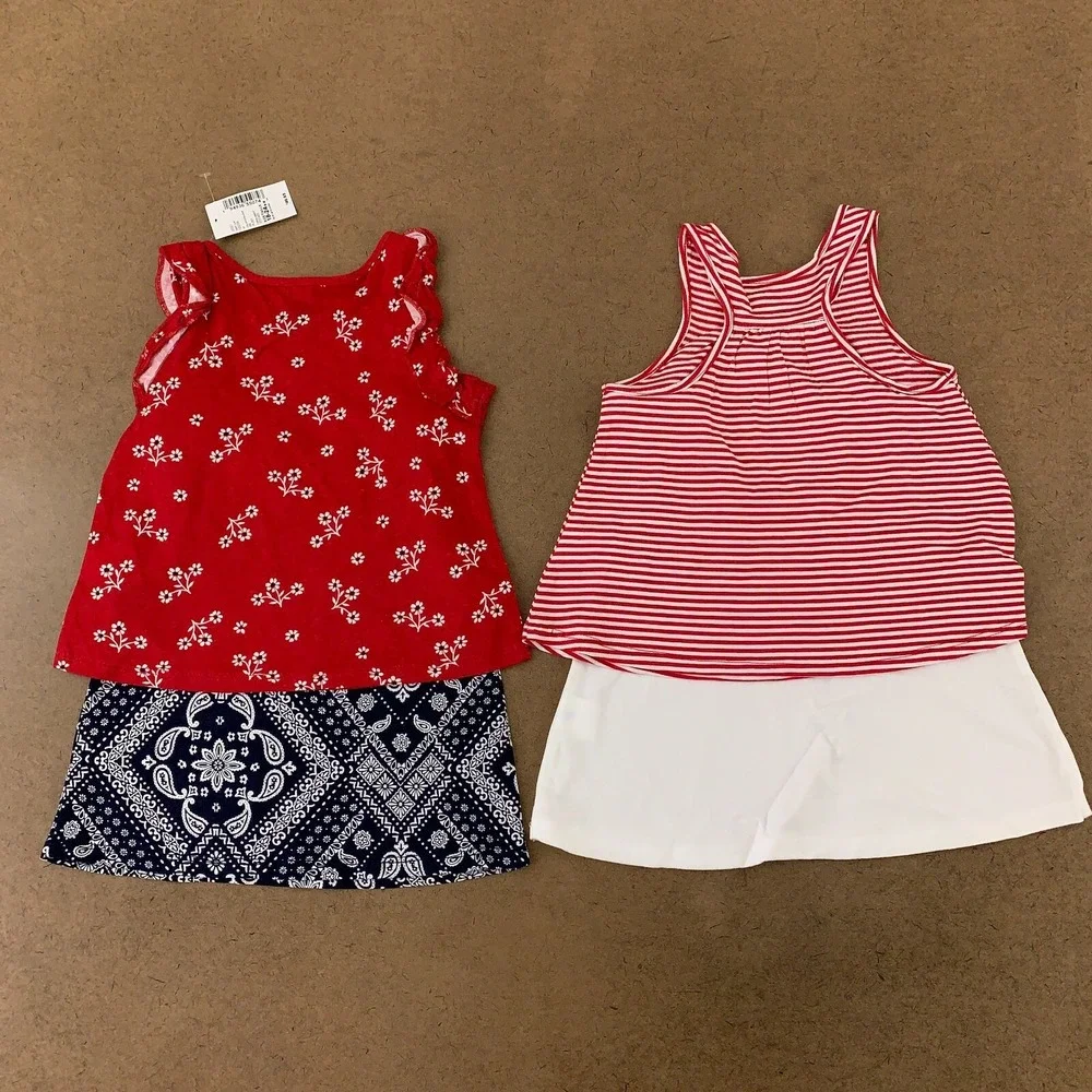 The Children's Place Toddler Girls Size 18/24 Month Print Ruffle Tank Top 4-Pack